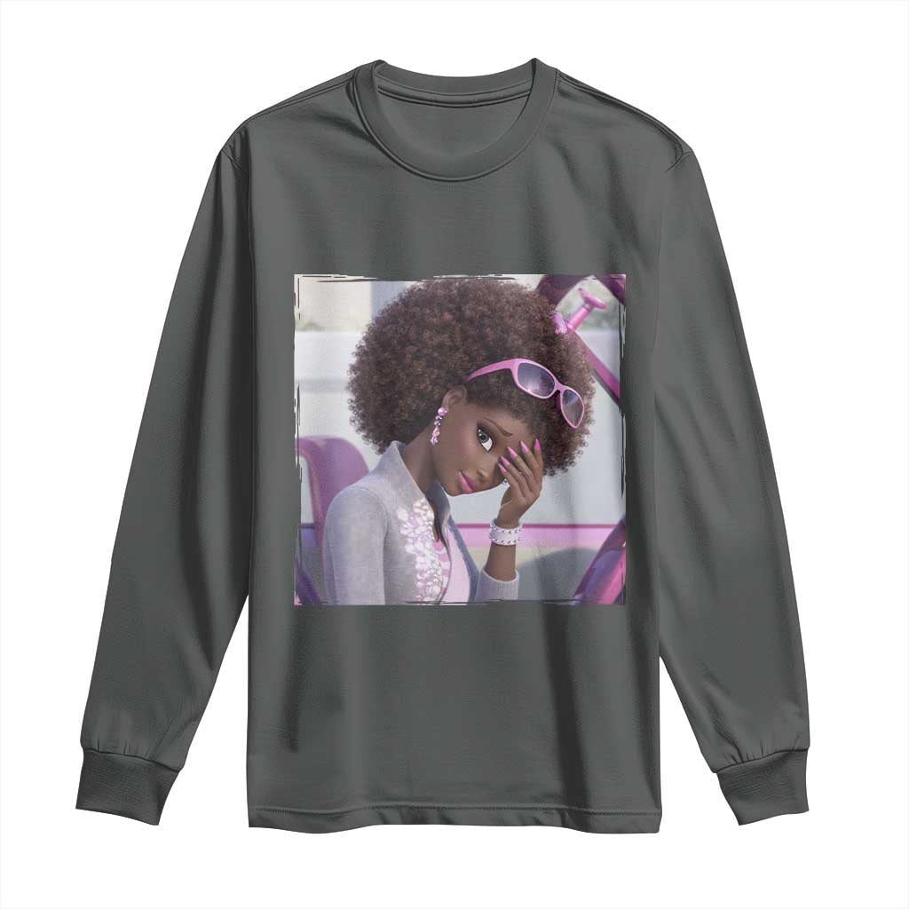 Disgusted Black Doll Meme Long Sleeve Shirt Funny Sassy Reaction Afro Girl With Attitude