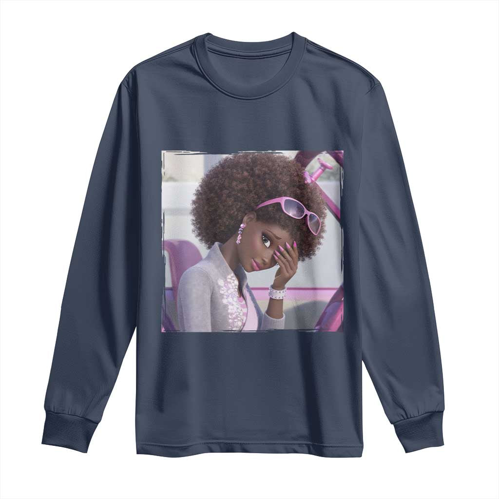 Disgusted Black Doll Meme Long Sleeve Shirt Funny Sassy Reaction Afro Girl With Attitude