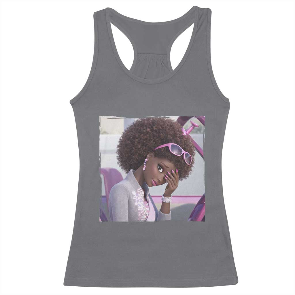 Disgusted Black Doll Meme Racerback Tank Top Funny Sassy Reaction Afro Girl With Attitude