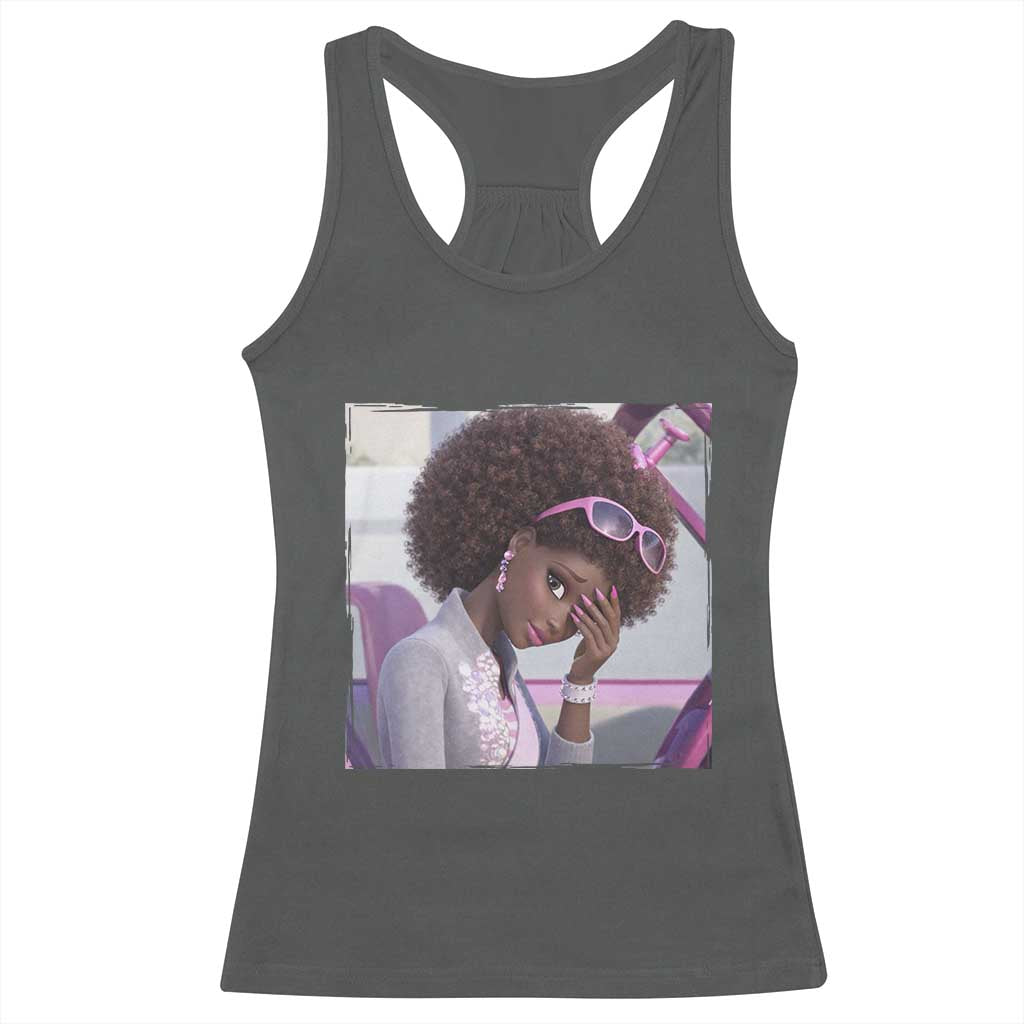 Disgusted Black Doll Meme Racerback Tank Top Funny Sassy Reaction Afro Girl With Attitude