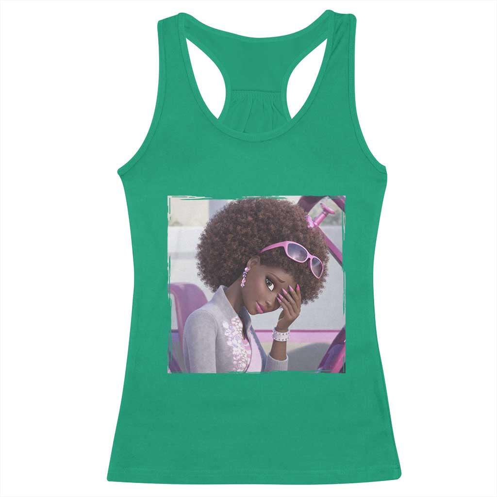 Disgusted Black Doll Meme Racerback Tank Top Funny Sassy Reaction Afro Girl With Attitude