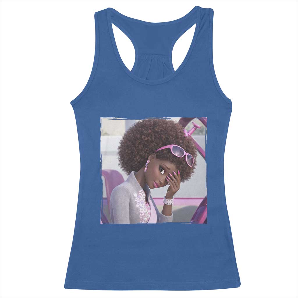 Disgusted Black Doll Meme Racerback Tank Top Funny Sassy Reaction Afro Girl With Attitude