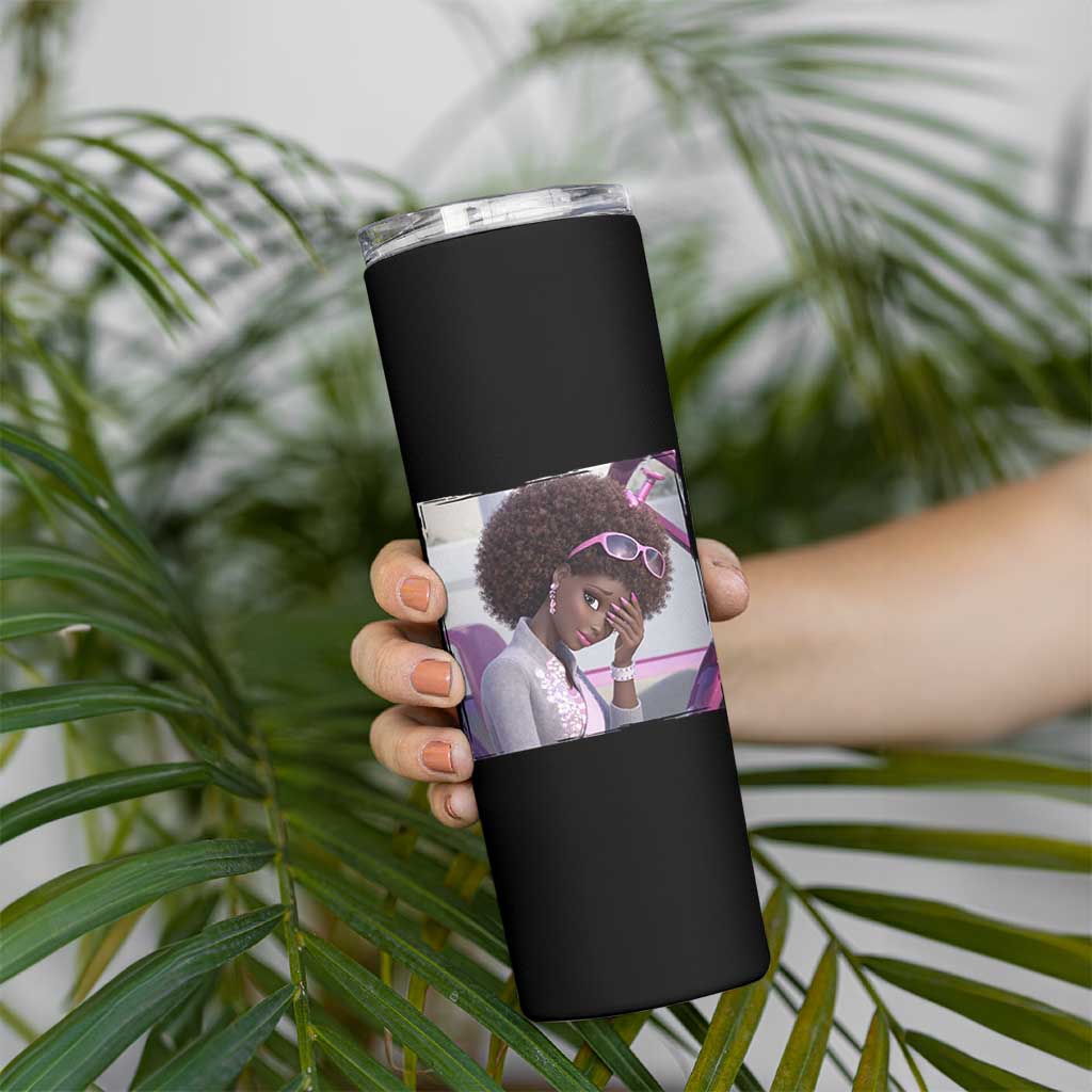 Disgusted Black Doll Meme Skinny Tumbler Funny Sassy Reaction Afro Girl With Attitude