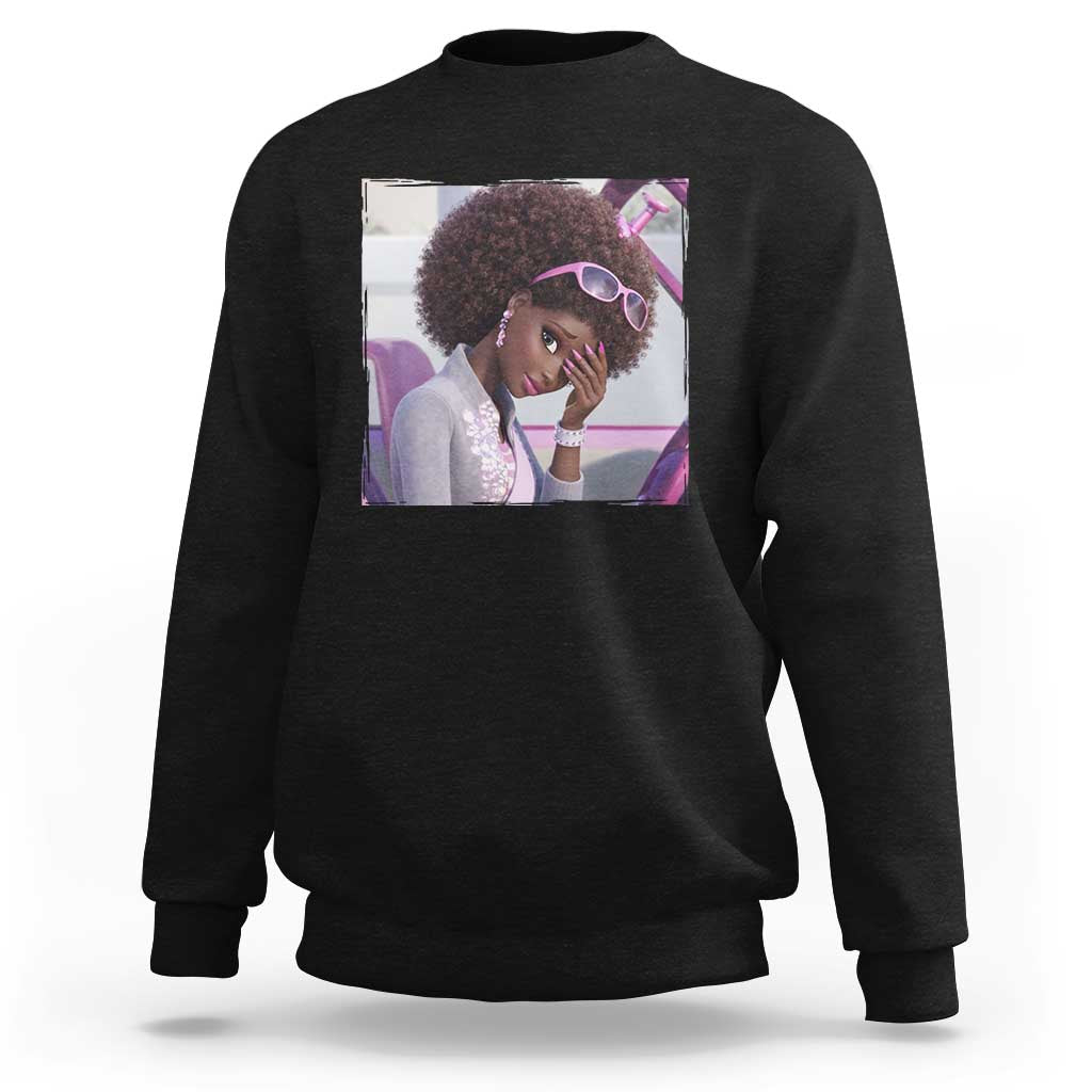 Disgusted Black Doll Meme Sweatshirt Funny Sassy Reaction Afro Girl With Attitude