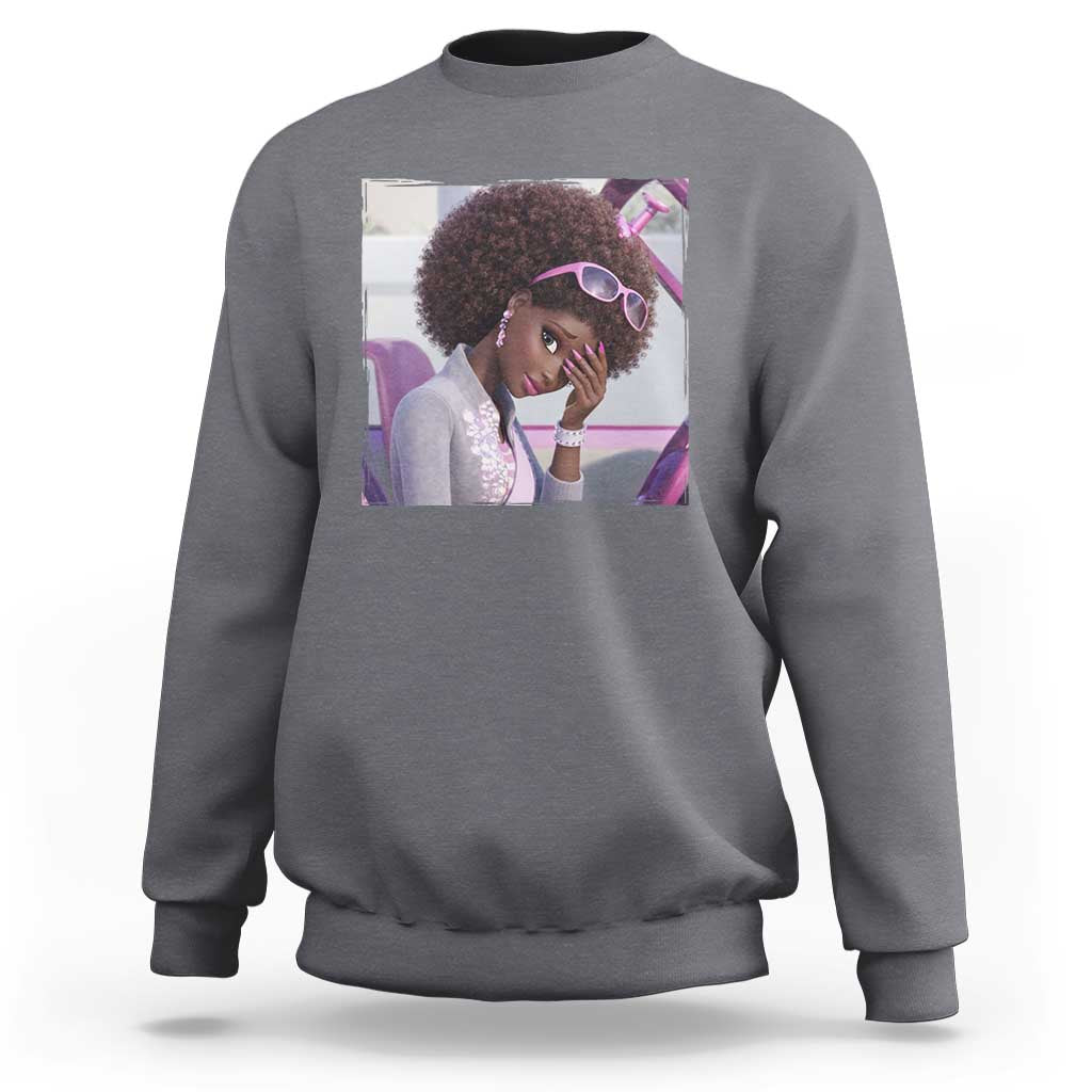 Disgusted Black Doll Meme Sweatshirt Funny Sassy Reaction Afro Girl With Attitude