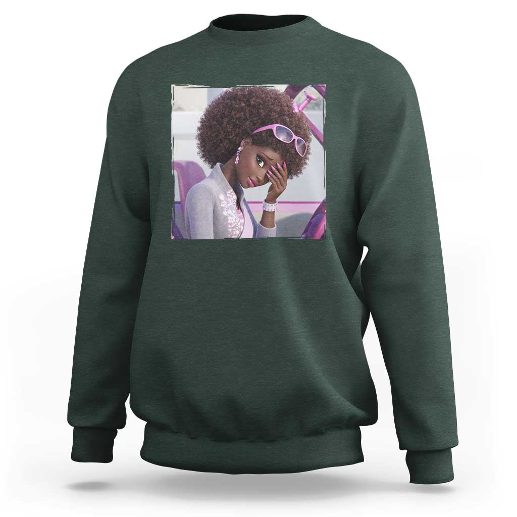 Disgusted Black Doll Meme Sweatshirt Funny Sassy Reaction Afro Girl With Attitude