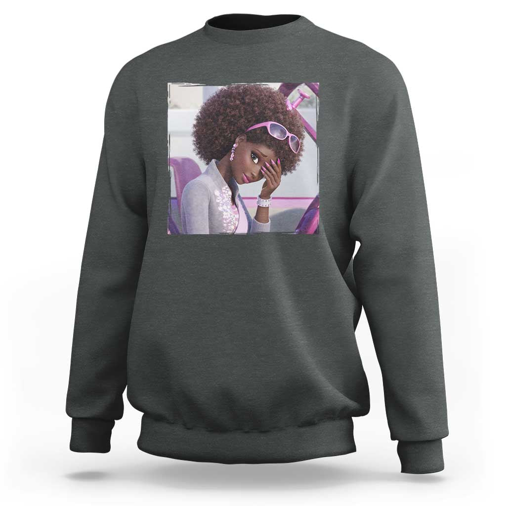 Disgusted Black Doll Meme Sweatshirt Funny Sassy Reaction Afro Girl With Attitude