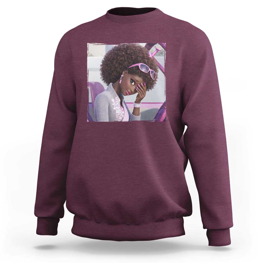 Disgusted Black Doll Meme Sweatshirt Funny Sassy Reaction Afro Girl With Attitude