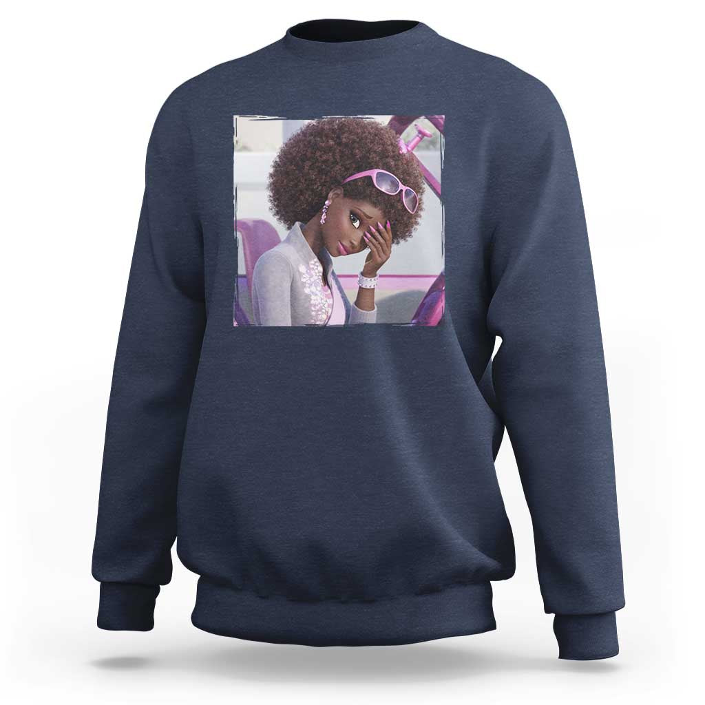Disgusted Black Doll Meme Sweatshirt Funny Sassy Reaction Afro Girl With Attitude