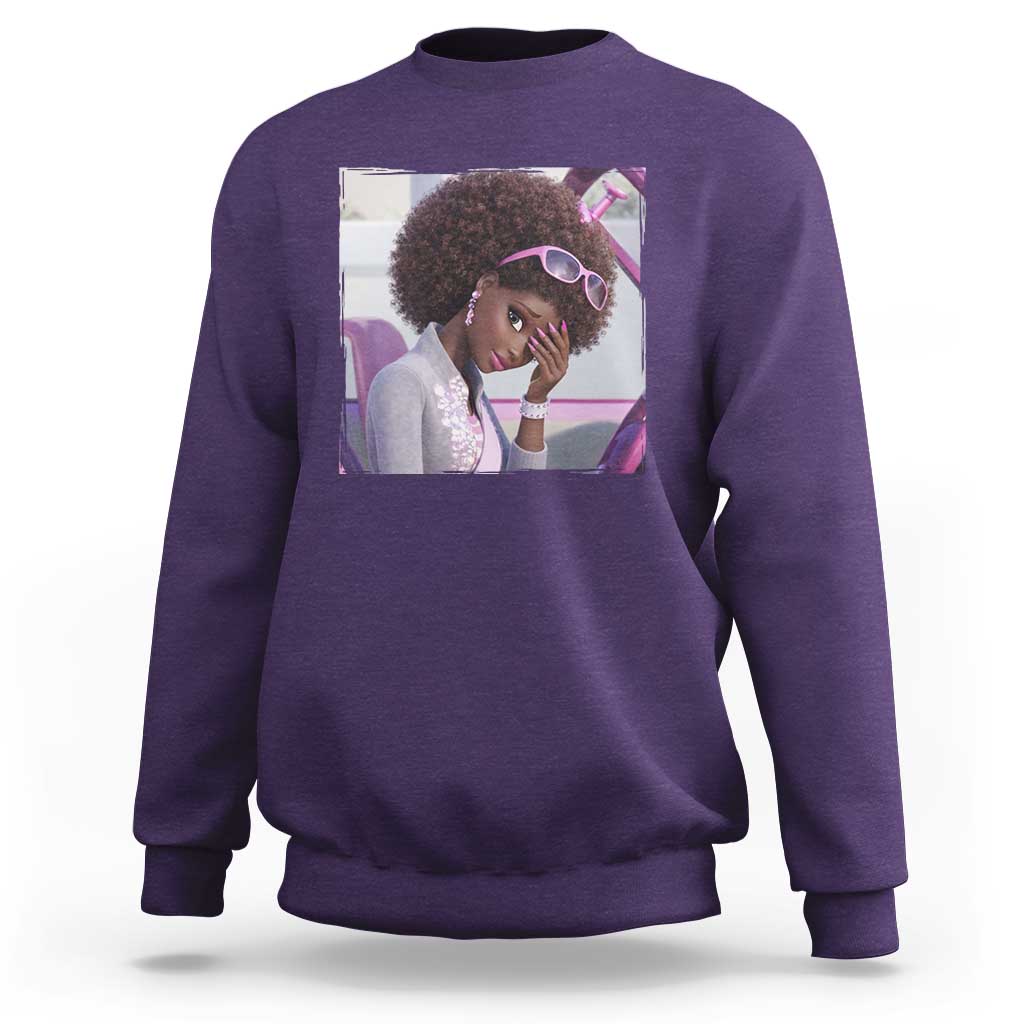 Disgusted Black Doll Meme Sweatshirt Funny Sassy Reaction Afro Girl With Attitude