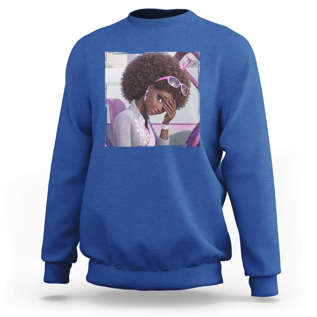 Disgusted Black Doll Meme Sweatshirt Funny Sassy Reaction Afro Girl With Attitude