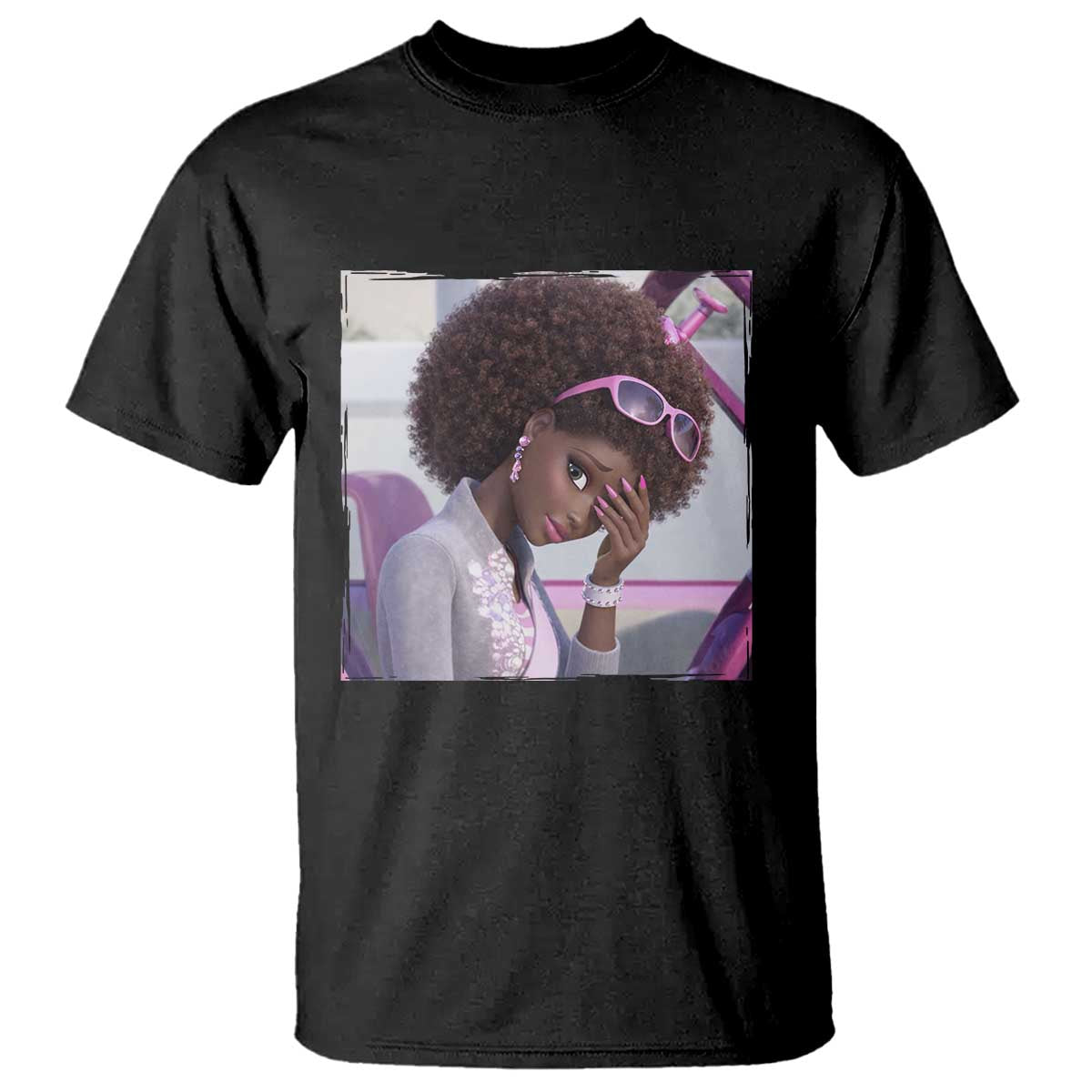 Disgusted Black Doll Meme T Shirt Funny Sassy Reaction Afro Girl With Attitude