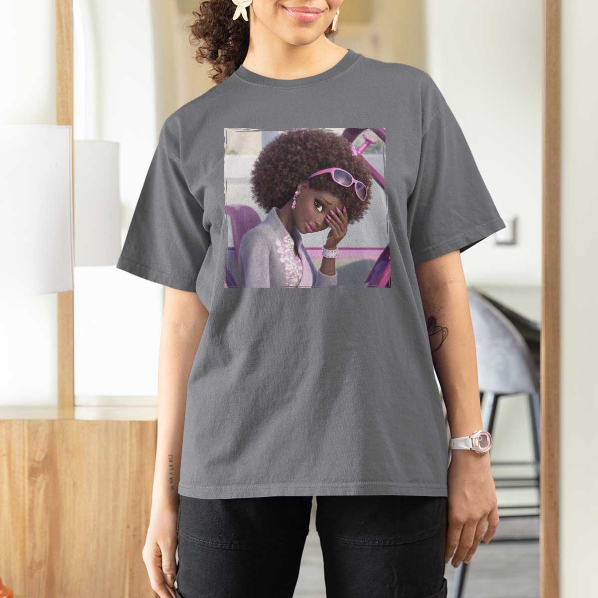 Disgusted Black Doll Meme T Shirt For Women Funny Sassy Reaction Afro Girl With Attitude