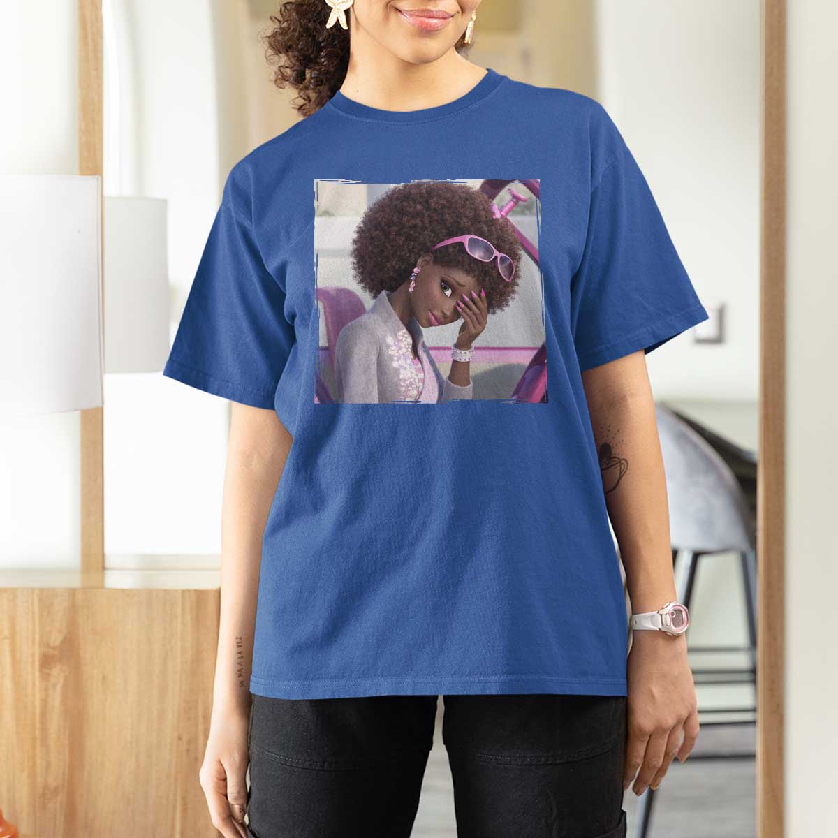 Disgusted Black Doll Meme T Shirt For Women Funny Sassy Reaction Afro Girl With Attitude