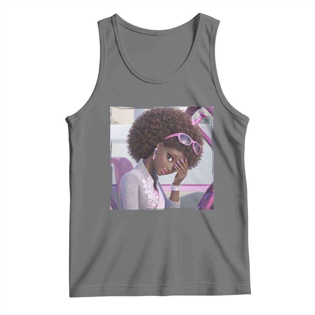 Disgusted Black Doll Meme Tank Top Funny Sassy Reaction Afro Girl With Attitude