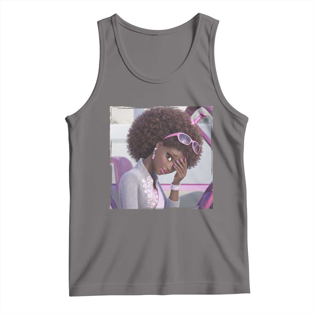 Disgusted Black Doll Meme Tank Top Funny Sassy Reaction Afro Girl With Attitude