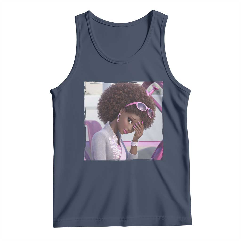 Disgusted Black Doll Meme Tank Top Funny Sassy Reaction Afro Girl With Attitude