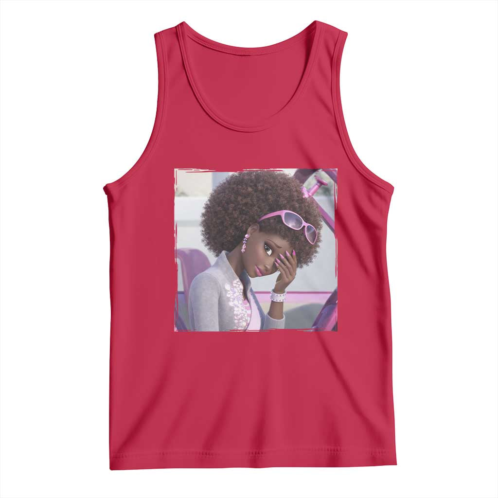 Disgusted Black Doll Meme Tank Top Funny Sassy Reaction Afro Girl With Attitude
