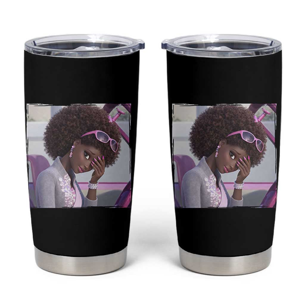 Disgusted Black Doll Meme Tumbler Cup Funny Sassy Reaction Afro Girl With Attitude