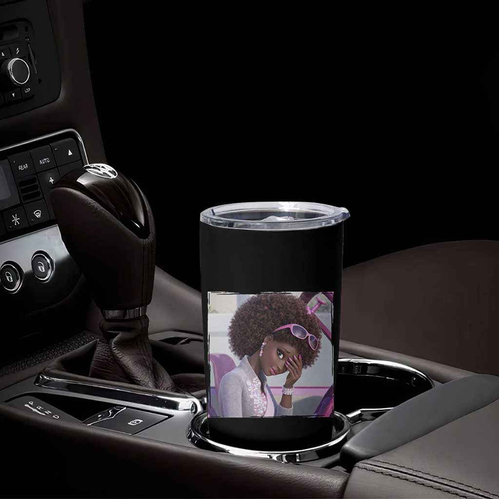 Disgusted Black Doll Meme Tumbler Cup Funny Sassy Reaction Afro Girl With Attitude