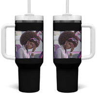 Disgusted Black Doll Meme Tumbler With Handle Funny Sassy Reaction Afro Girl With Attitude