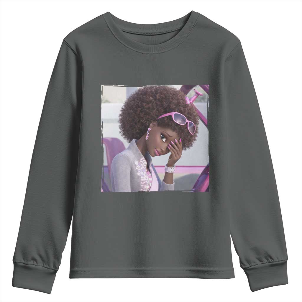 Disgusted Black Doll Meme Youth Sweatshirt Funny Sassy Reaction Afro Girl With Attitude