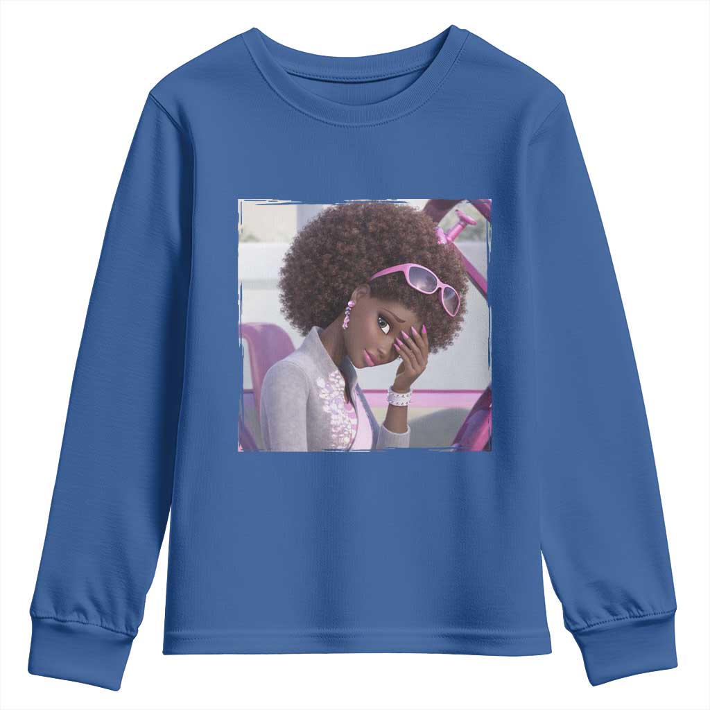 Disgusted Black Doll Meme Youth Sweatshirt Funny Sassy Reaction Afro Girl With Attitude