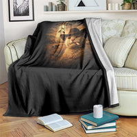 Funny Cowboy Cat UFO Throw Blanket Retro Western Rodeo Meme Cats Lover Gift