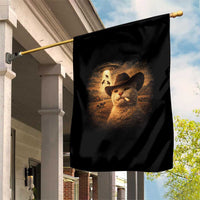 Funny Cowboy Cat UFO Garden Flag Retro Western Rodeo Meme Cats Lover Gift