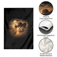 Funny Cowboy Cat UFO Garden Flag Retro Western Rodeo Meme Cats Lover Gift