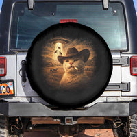 Funny Cowboy Cat UFO Spare Tire Cover Retro Western Rodeo Meme Cats Lover Gift