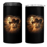Funny Cowboy Cat UFO 4 in 1 Can Cooler Tumbler Retro Western Rodeo Meme Cats Lover Gift