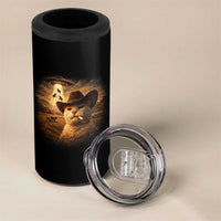 Funny Cowboy Cat UFO 4 in 1 Can Cooler Tumbler Retro Western Rodeo Meme Cats Lover Gift