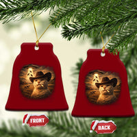 Funny Cowboy Cat UFO Ceramic Ornament Retro Western Rodeo Meme Cats Lover Gift