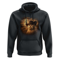 Funny Cowboy Cat UFO Hoodie Retro Western Rodeo Meme Cats Lover Gift