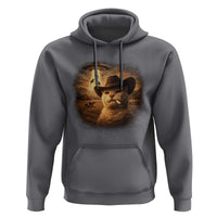 Funny Cowboy Cat UFO Hoodie Retro Western Rodeo Meme Cats Lover Gift
