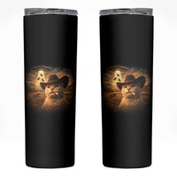 Funny Cowboy Cat UFO Skinny Tumbler Retro Western Rodeo Meme Cats Lover Gift