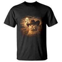 Funny Cowboy Cat UFO T Shirt Retro Western Rodeo Meme Cats Lover Gift