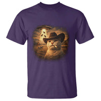 Funny Cowboy Cat UFO T Shirt Retro Western Rodeo Meme Cats Lover Gift