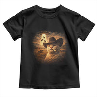 Funny Cowboy Cat UFO Toddler T Shirt Retro Western Rodeo Meme Cats Lover Gift