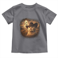 Funny Cowboy Cat UFO Toddler T Shirt Retro Western Rodeo Meme Cats Lover Gift