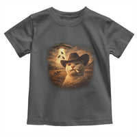 Funny Cowboy Cat UFO Toddler T Shirt Retro Western Rodeo Meme Cats Lover Gift