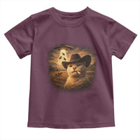Funny Cowboy Cat UFO Toddler T Shirt Retro Western Rodeo Meme Cats Lover Gift