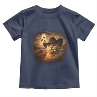 Funny Cowboy Cat UFO Toddler T Shirt Retro Western Rodeo Meme Cats Lover Gift