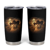 Funny Cowboy Cat UFO Tumbler Cup Retro Western Rodeo Meme Cats Lover Gift