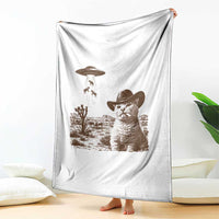 UFO Cowboy Cat Throw Blanket Vintage Graphic Retro Western Rodeo