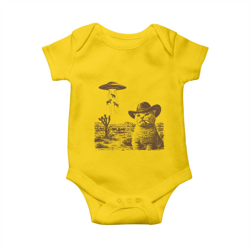 UFO Cowboy Cat Baby Onesie Vintage Graphic Retro Western Rodeo