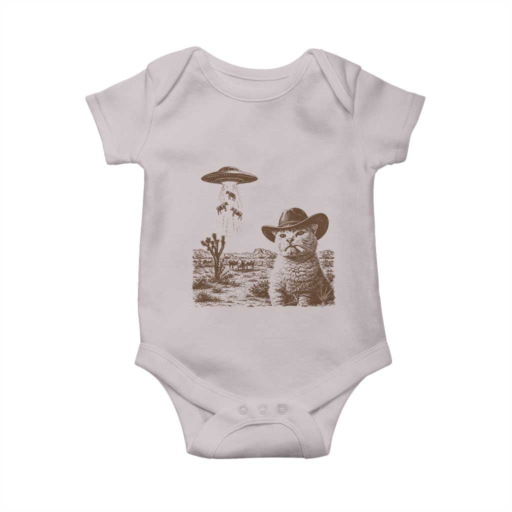 UFO Cowboy Cat Baby Onesie Vintage Graphic Retro Western Rodeo