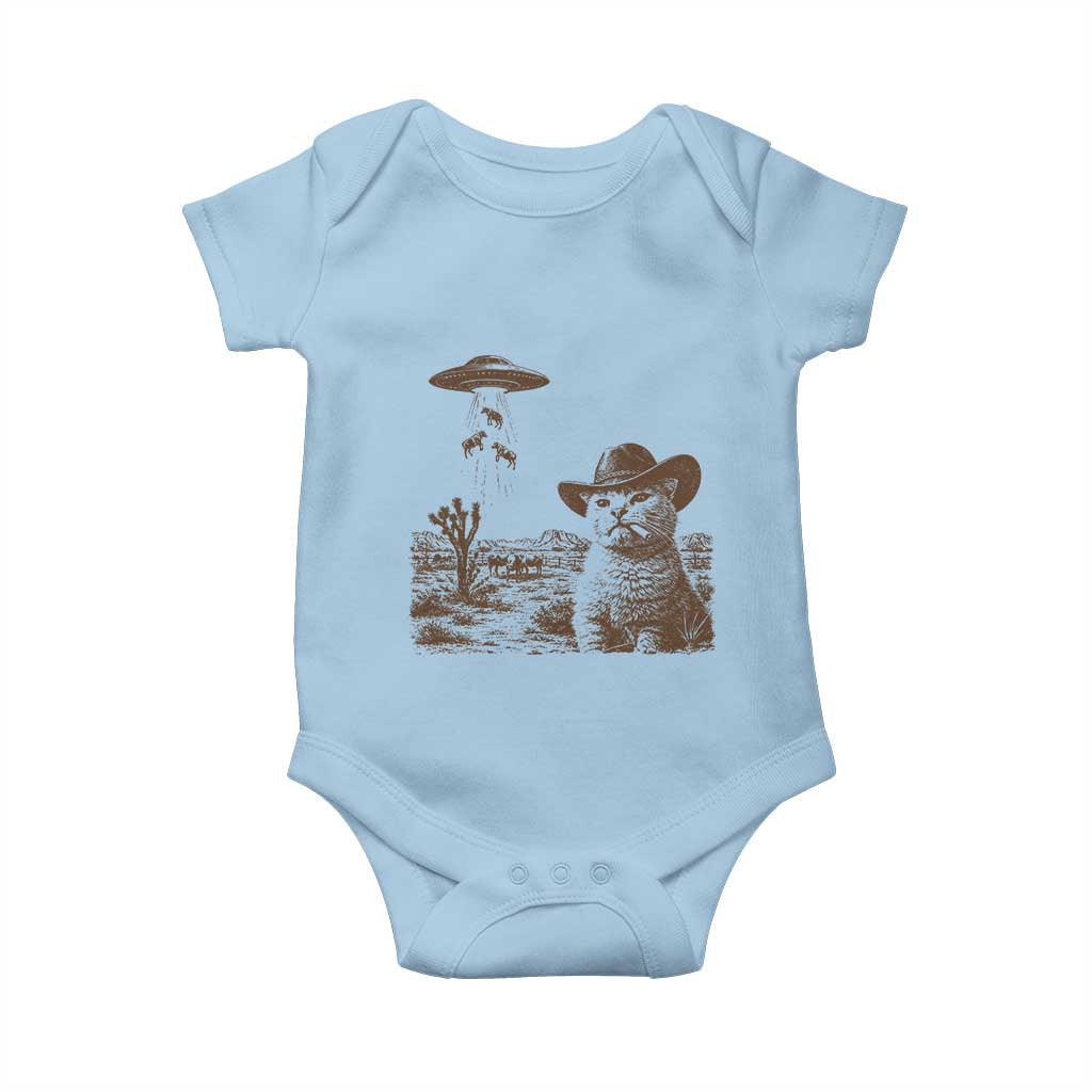 UFO Cowboy Cat Baby Onesie Vintage Graphic Retro Western Rodeo