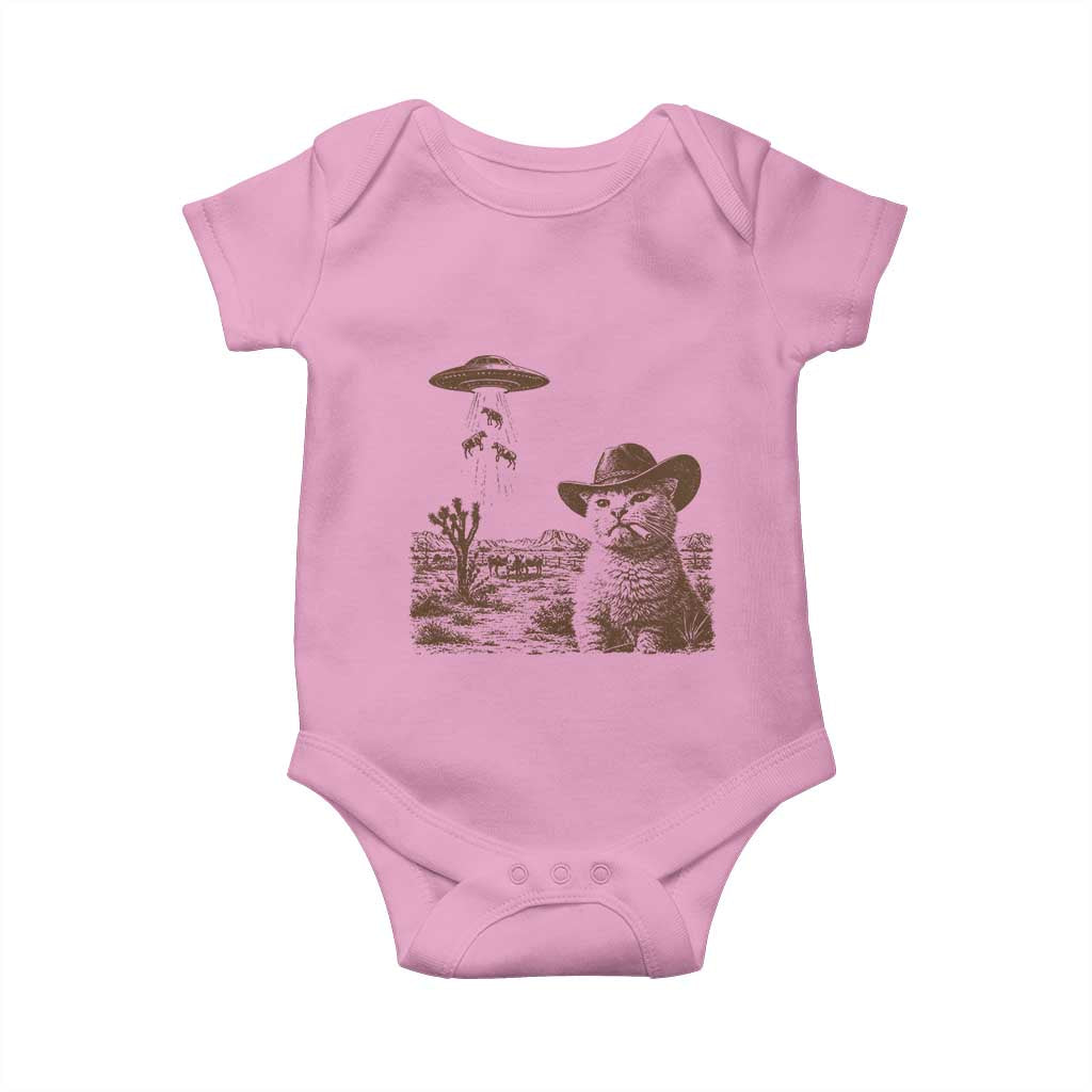 UFO Cowboy Cat Baby Onesie Vintage Graphic Retro Western Rodeo